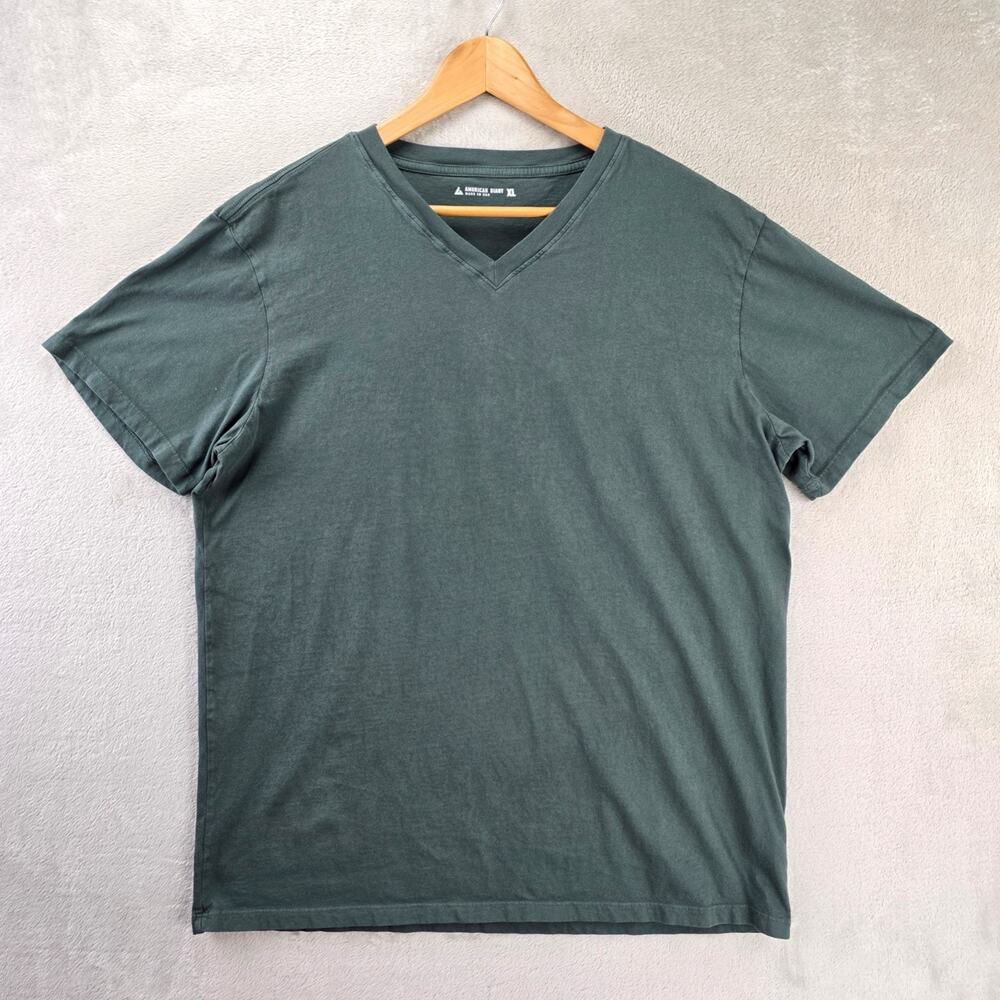 American Giant V-Neck T-Shirt Mens XL Teal Green Made in USA Cotton Huckberry